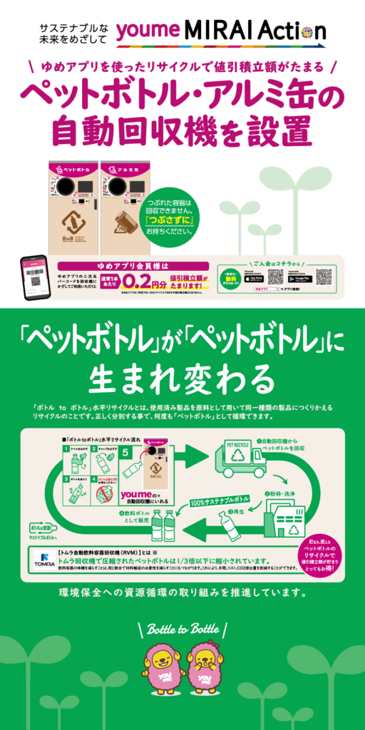 ゆめタウン(Youme Town)的自動回収機參與環保活動